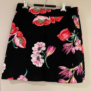 Ann Taylor A-Line black skirt with flowers